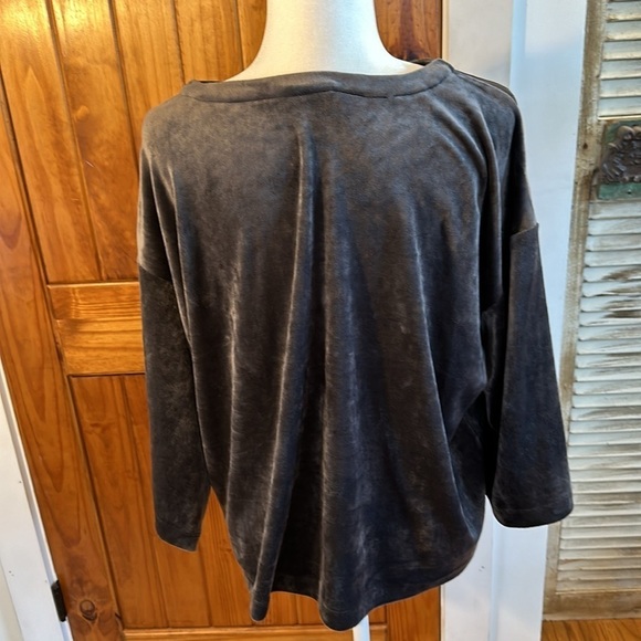 Pure Jill dark gray velour feel oversized  long sleeve top size S - Picture 2 of 9